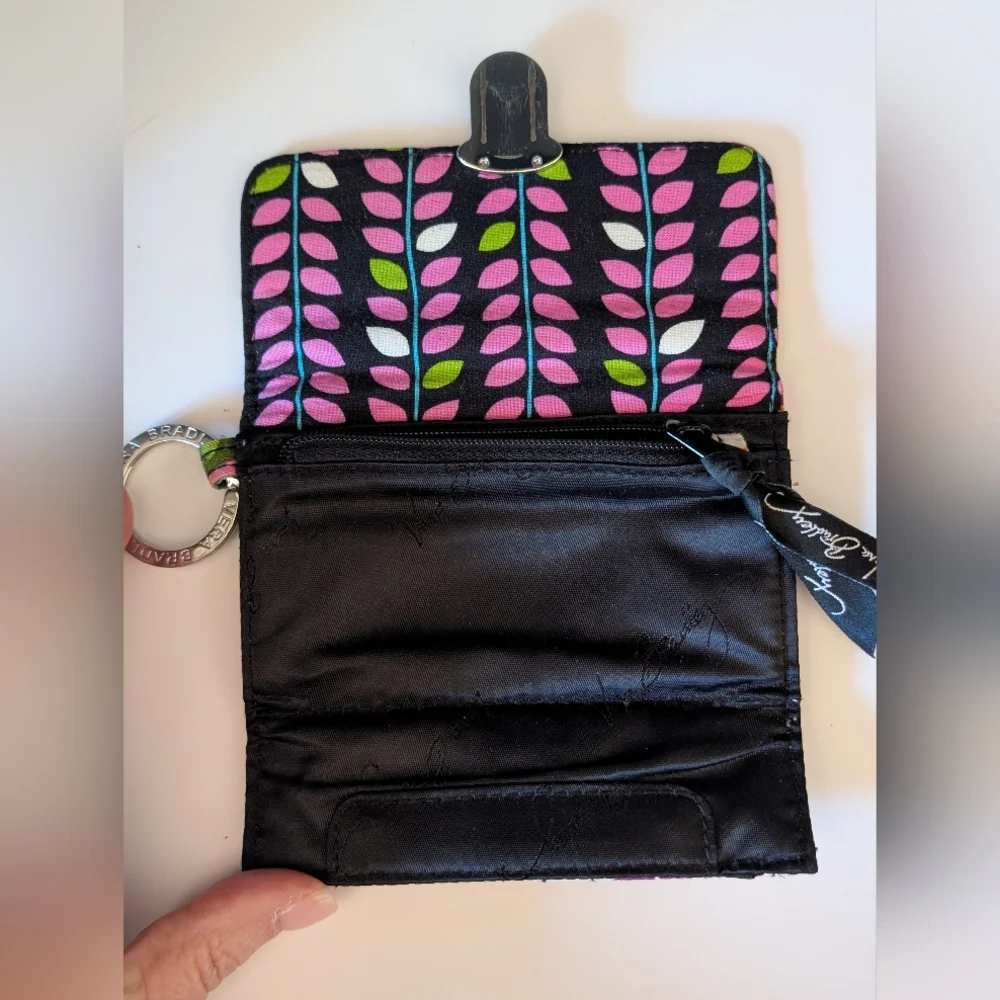 Vera Bradley Multicolored Quilted Mini Wallet with  Key Ring and Push Lock